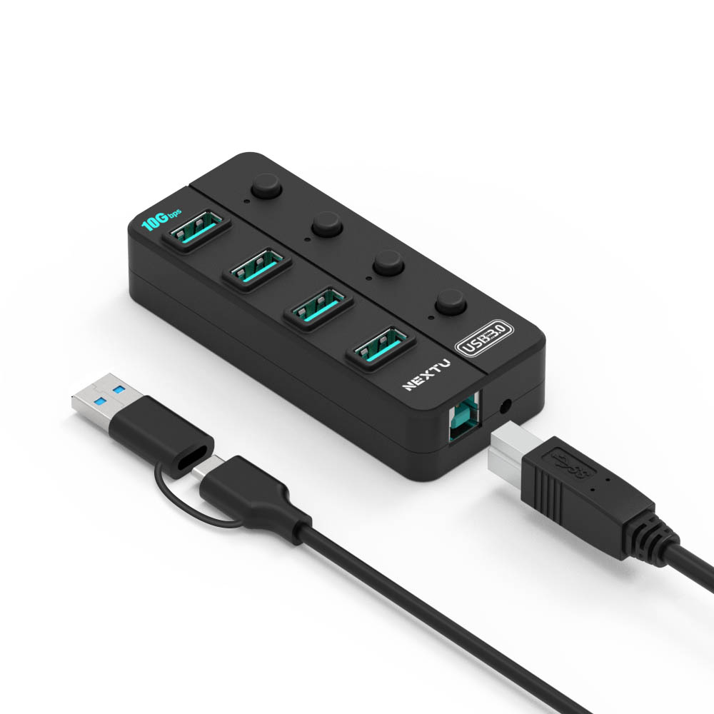 USB3.2 4포트 개별스위치 USB허브 10G 유전원