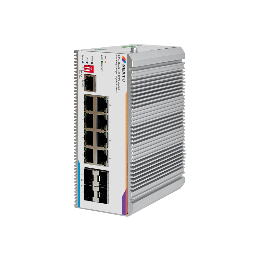 피아번 산업용 8포트 1G TP+ 1G 4SFP L2매니지드 BT POE 스위치허브 POE9748MDTL2