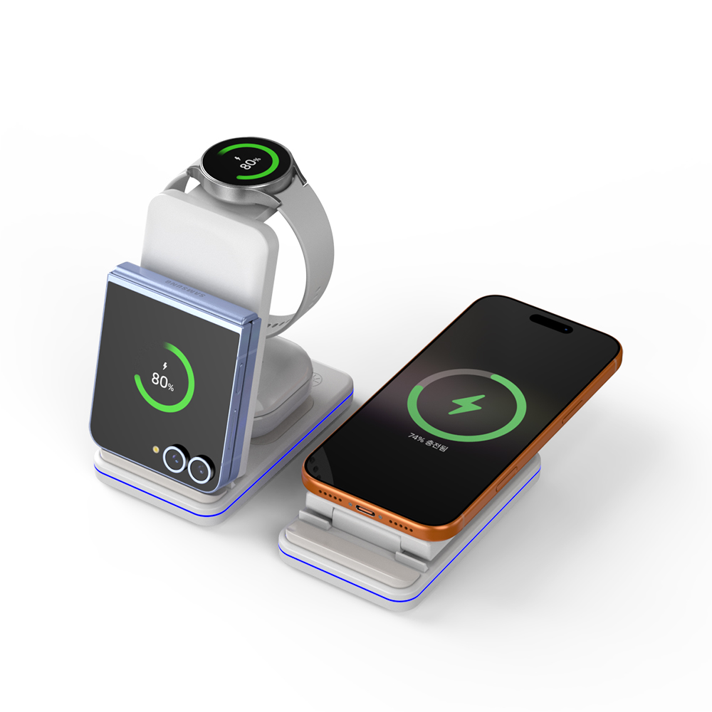 플러온 W1 무선충전 3in1 거치대 스마트폰 워치 무선이어폰