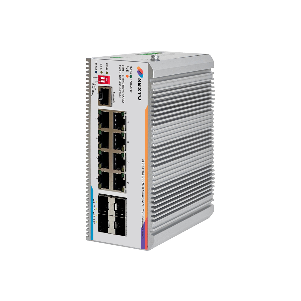 포넥트 MX1 산업용 8포트 1G TP+ 10G 4SFP+ L3매니지드 BT POE스위치허브