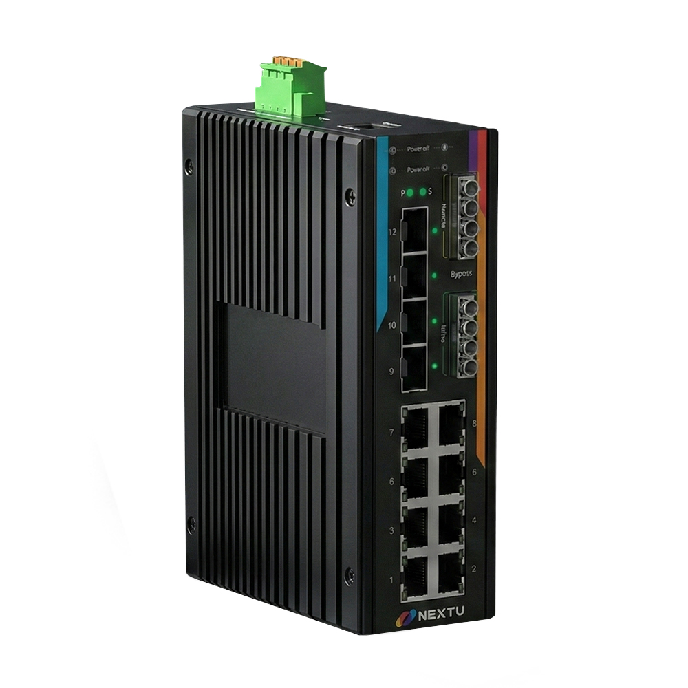 인루트 MXB1 산업용 8포트 1G TP 10G 4SFP+ L2매니지드 4X4 바이패스 BT POE 스위치허브