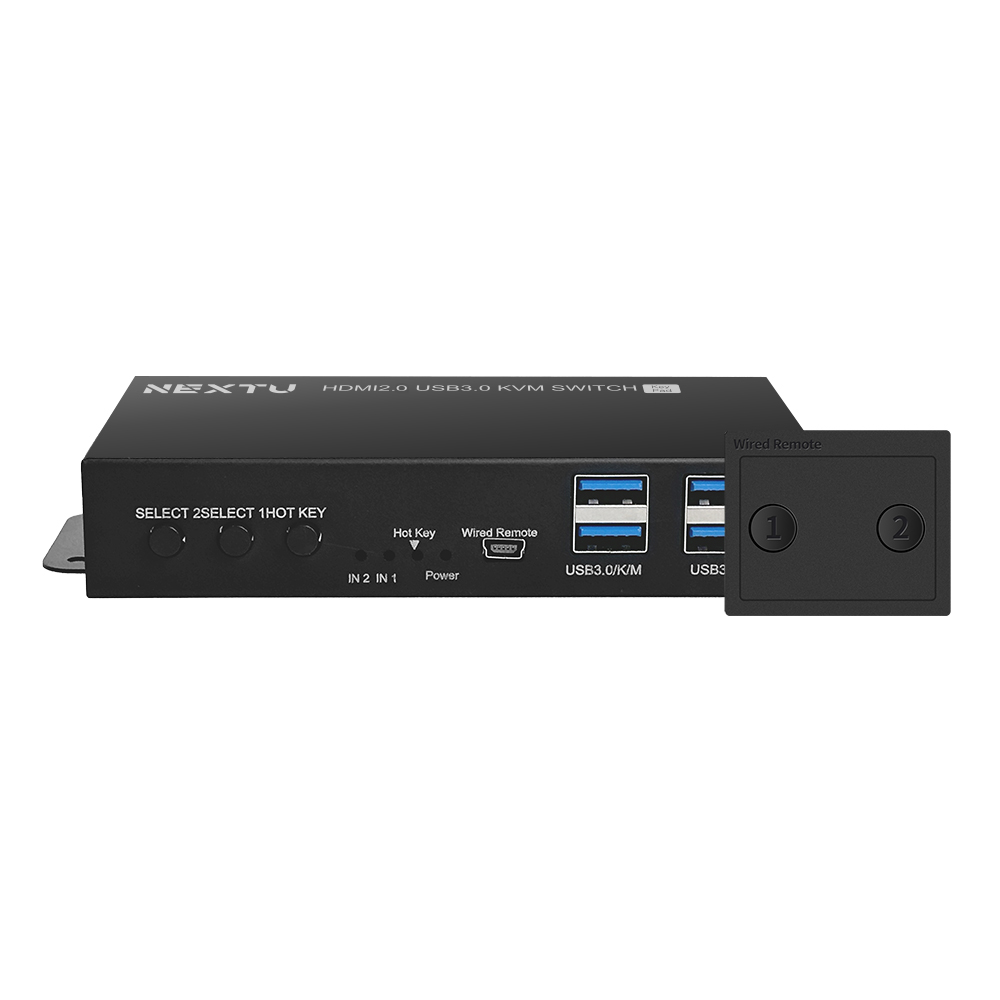USB 2포트 HDMI2.0 KVM 스위치 유선리모컨